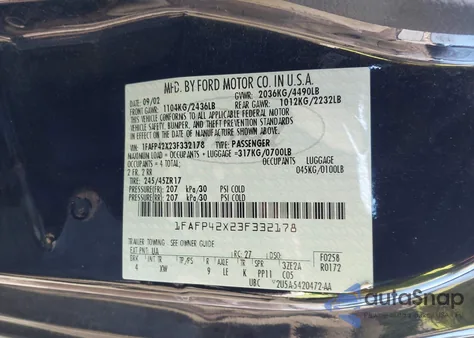 2003 Ford Mustang Gt z USA, uszkodzony, nr VIN 1FAFP42X23F332178